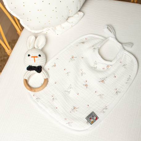 Bavoir à nouer en gaze de coton melody Blanc 2 - vertbaudet enfant 