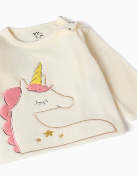 Pyjama en polaire avec licorne Blanc 3 - vertbaudet enfant 