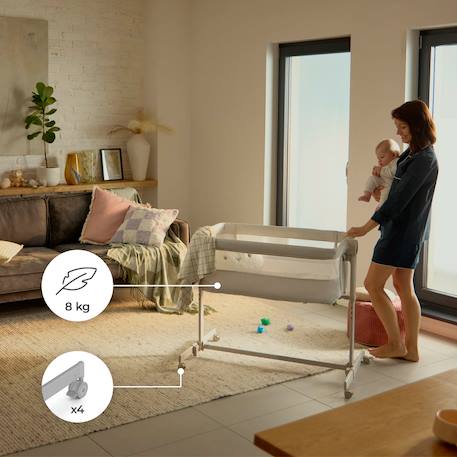 Lit bébé NESTEE UP 2 2 en 1 avec inclinaison du matelas, maille aérée et cadre en acier Beige+Gris 9 - vertbaudet enfant 