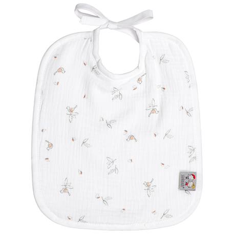 Bavoir à nouer en gaze de coton melody Blanc 1 - vertbaudet enfant 
