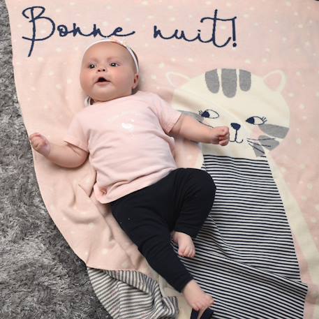 Couverture en coton bio gots Écru+Gris+Rose 13 - vertbaudet enfant 