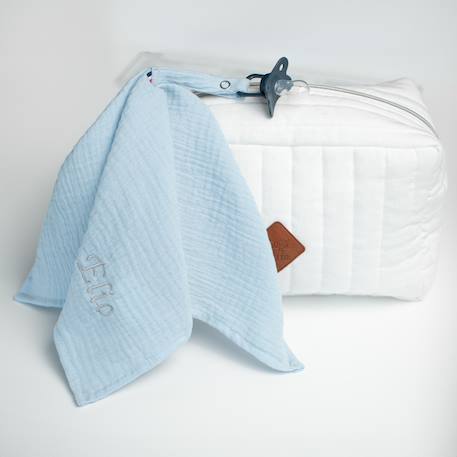 Doudou lange attache tétine en gaze de coton jeanne Beige+Blanc+Bleu+Camel+Écru+Gris clair+Rose+Terracotta+Vert de gris 14 - vertbaudet enfant 