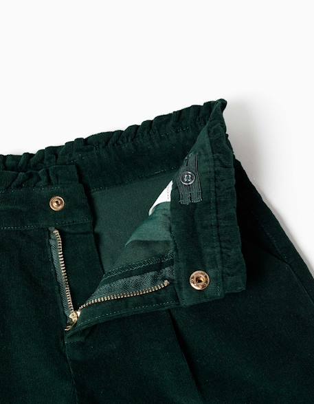 Short en velours côtelé avec plis devant Beige clair+Vert foncé 6 - vertbaudet enfant 