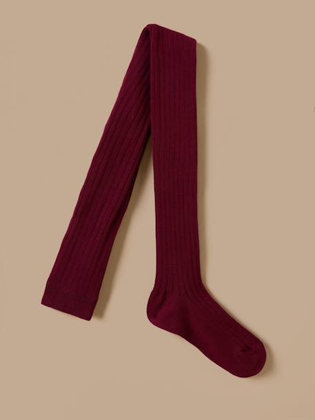 Collants à côtes fille Blanc+Cerise+Chocolat+Gris chine fonce+Marine+Rose doux+Taupe+Vert anglais 4 - vertbaudet enfant 