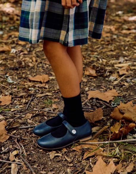 Ballerines style mary jane en cuir Bleu 1 - vertbaudet enfant 