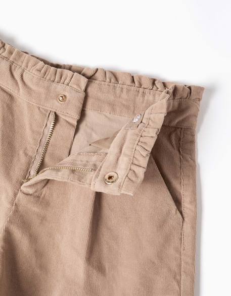 Short en velours côtelé avec plis devant Beige clair+Vert foncé 3 - vertbaudet enfant 