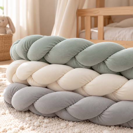 Tresse décorative 3 brins velvet Écru+Gris clair+Vert menthe 11 - vertbaudet enfant 