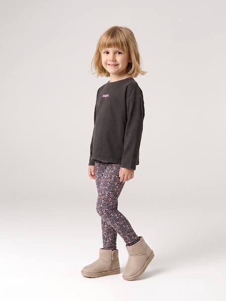 Legging fille doublé maille polaire bois de rose+encre+gris foncé+marron imprimé 8 - vertbaudet enfant 