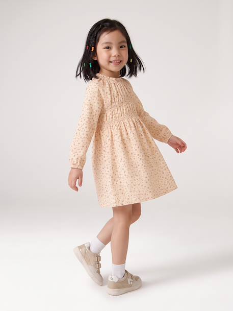 Robe courte fille manches longues cannelle+écru 4 - vertbaudet enfant 