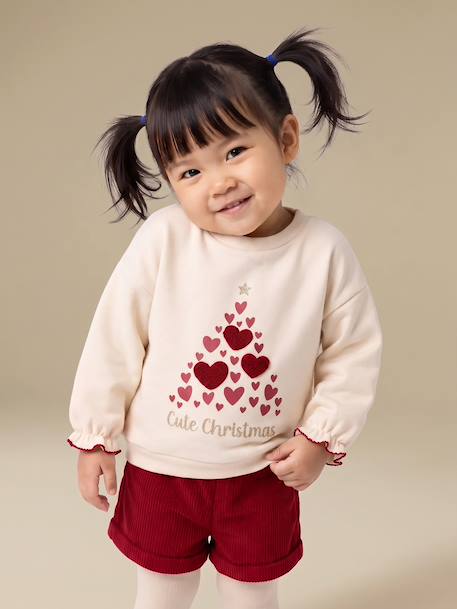 Ensemble Noël bébé fille sweat short collants rouge 11 - vertbaudet enfant 