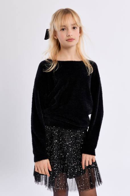 Pull duveteux col rond Camel+Jaune+Noir 11 - vertbaudet enfant 