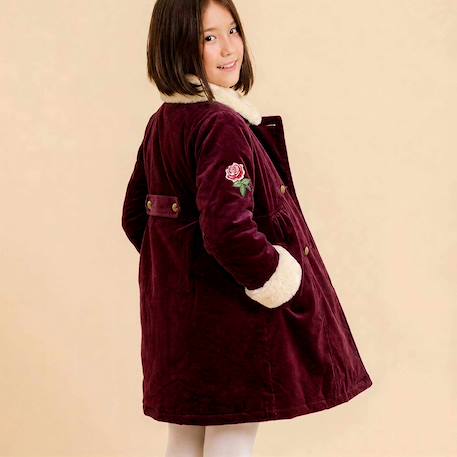 Manteau bordeaux fille en velours et fausse fourrure  anoushka Bordeaux 6 - vertbaudet enfant 