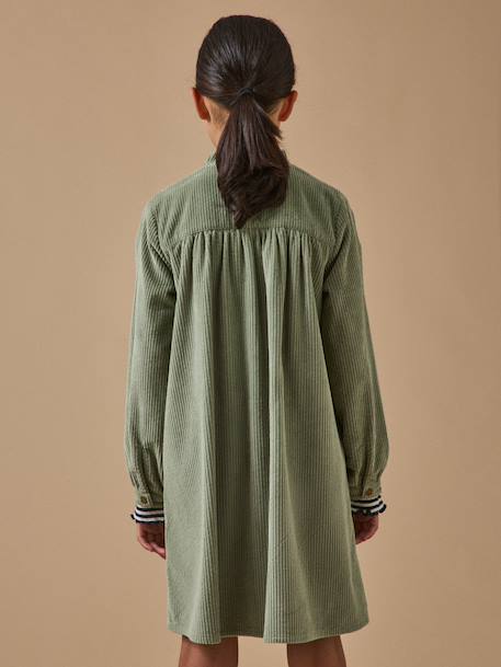 Robe chemise  en velours gaufré Vert pastel 2 - vertbaudet enfant 