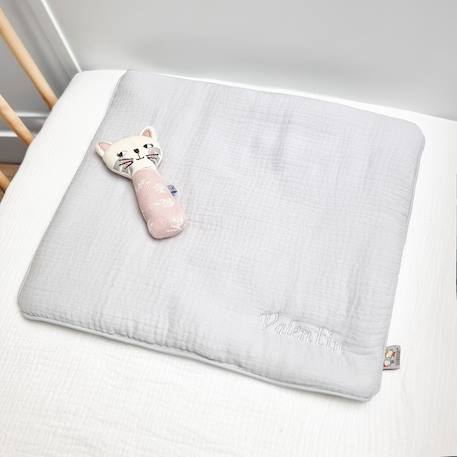Oreiller plat en gaze de coton jeanne Beige+Blanc+Blanc à pois or+Bleu+Camel+Écru+Gris clair+Rose+Terracotta+Vert de gris 27 - vertbaudet enfant 