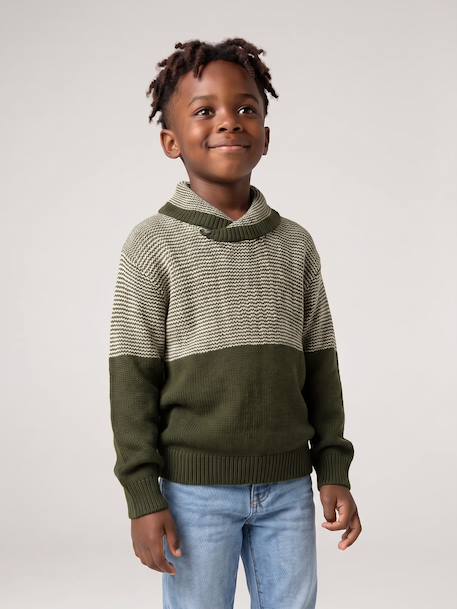 Pull col snood garçon marine+vert 5 - vertbaudet enfant 
