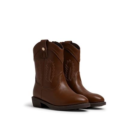 Bottines filles synthétique fermeture éclair Black+Brown 10 - vertbaudet enfant 