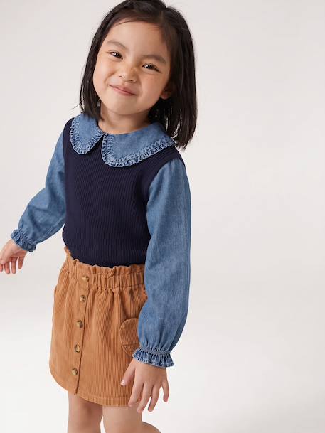 Pull col claudine lilas+marine+tomette 6 - vertbaudet enfant 