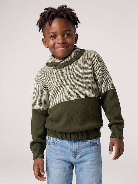 Pull col snood garçon marine+vert 4 - vertbaudet enfant 