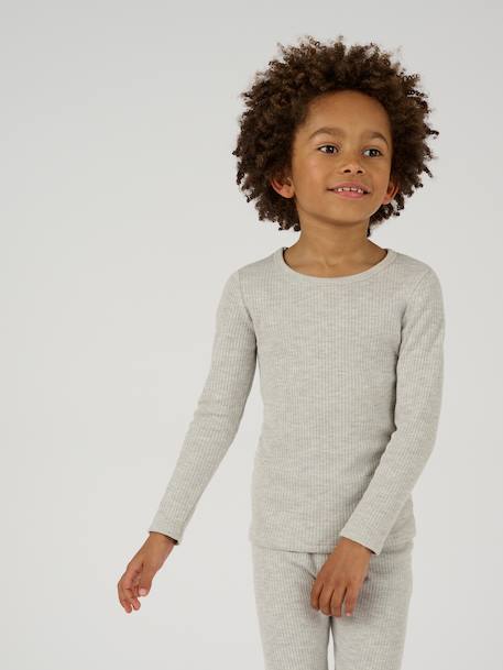 T-shirt thermolactyl côtes molletonnées Blanc pur+Bleu marine+Gris clair 12 - vertbaudet enfant 