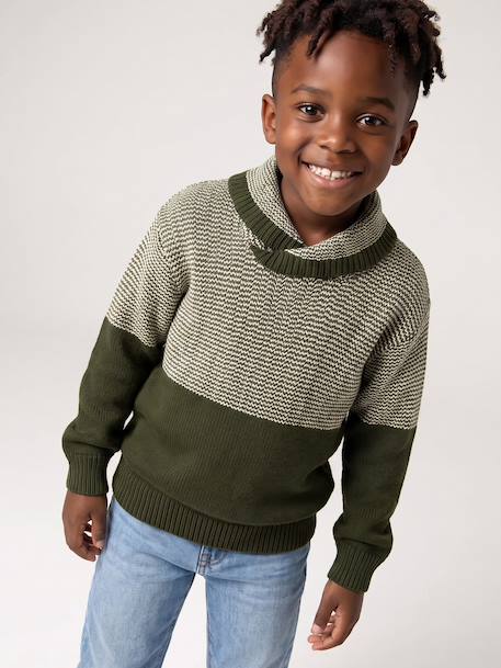 Pull col snood garçon marine+vert 6 - vertbaudet enfant 