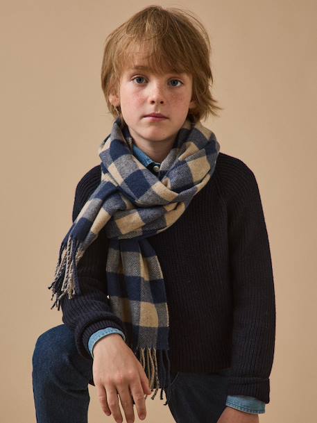 Écharpe carreaux enfant Marine+Vert pin 1 - vertbaudet enfant 