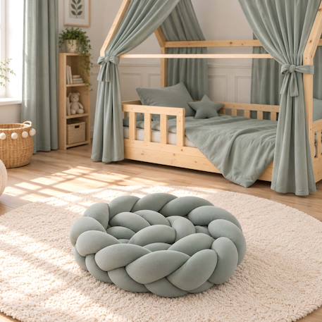 Tresse décorative 3 brins velvet Écru+Gris clair+Vert menthe 10 - vertbaudet enfant 