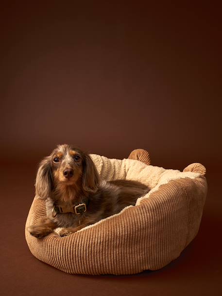 Panier matelassé pour chat et chiens caramel+marron imprimé 1 - vertbaudet enfant 
