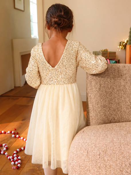 Robe de fête fille manches longues doré 6 - vertbaudet enfant 