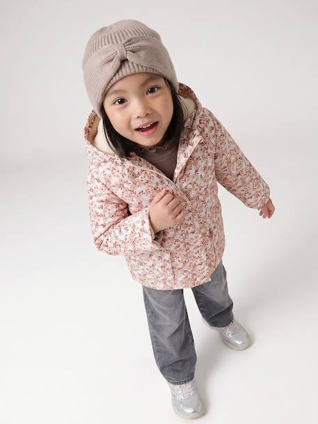 Bonnet fille en maille côtelée avec noeud fantaisie beige chiné+cannelle+vieux rose 8 - vertbaudet enfant 
