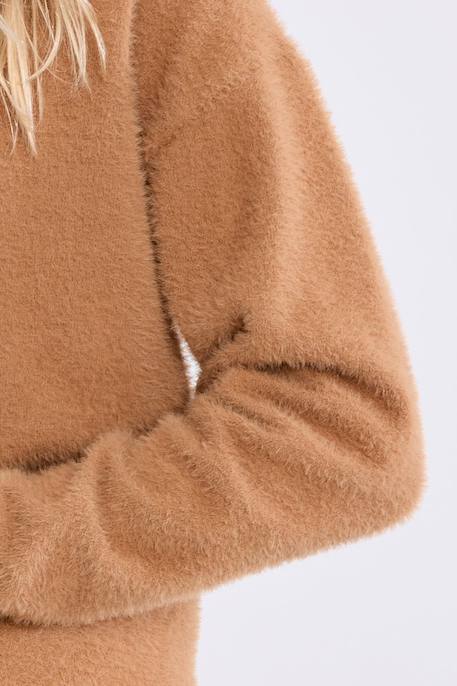 Pull duveteux col rond Camel+Jaune+Noir 2 - vertbaudet enfant 