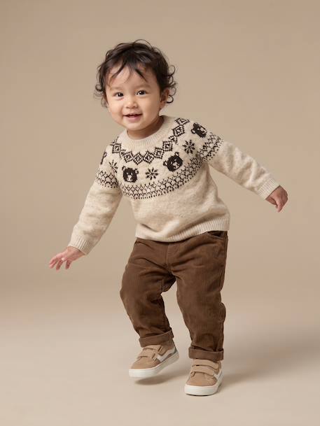 Pantalon bébé en velours côtelé bleu grisé+caramel+lichen+marron 12 - vertbaudet enfant 
