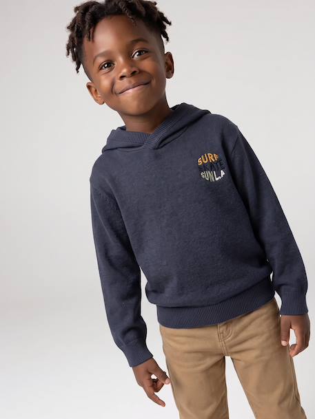 Pull à capuche garçon bleu chiné 1 - vertbaudet enfant 