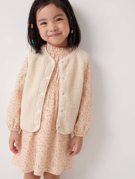 Robe courte fille manches longues cannelle+écru 9 - vertbaudet enfant 