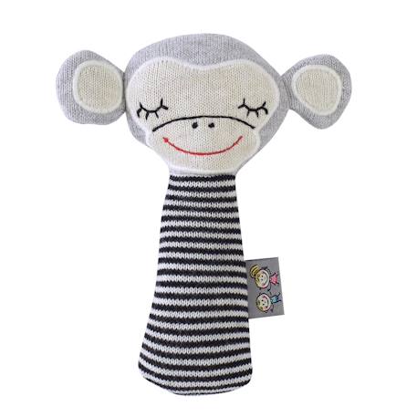 Hochet tricoté en coton bio Beige+Bleu+Gris+Multicolore+Rose 11 - vertbaudet enfant 
