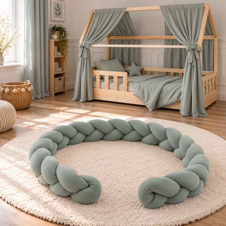 Tresse décorative 3 brins velvet Écru+Gris clair+Vert menthe 9 - vertbaudet enfant 
