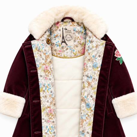 Manteau bordeaux fille en velours et fausse fourrure  anoushka Bordeaux 4 - vertbaudet enfant 