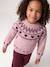 Pull fille manches longues col rond rose pâle+vert sauge 3 - vertbaudet enfant 