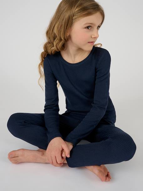 T-shirt thermolactyl côtes molletonnées Blanc pur+Bleu marine+Gris clair 5 - vertbaudet enfant 