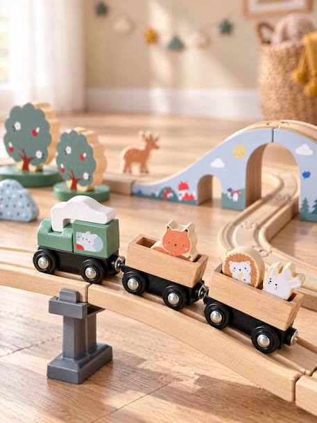 Circuit de train 55 pièces en bois FSC® bois 3 - vertbaudet enfant 