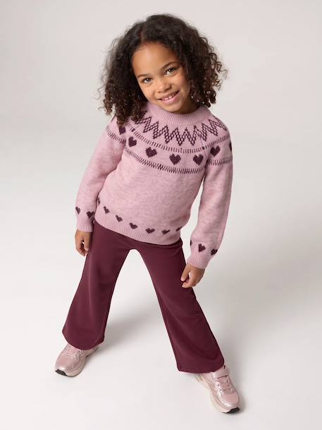 Pull fille manches longues col rond rose pâle+vert sauge 7 - vertbaudet enfant 