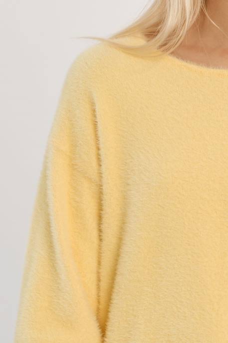 Pull duveteux col rond Camel+Jaune+Noir 7 - vertbaudet enfant 