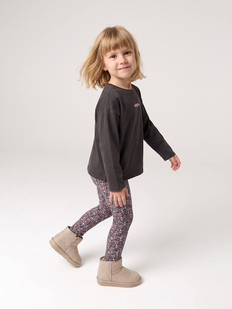 T-shirt manches longues fille anthracite+écru+vieux rose 5 - vertbaudet enfant 