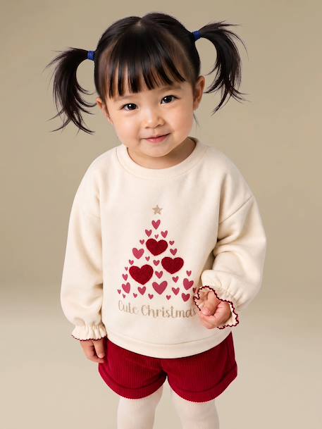 Ensemble Noël bébé fille sweat short collants rouge 12 - vertbaudet enfant 