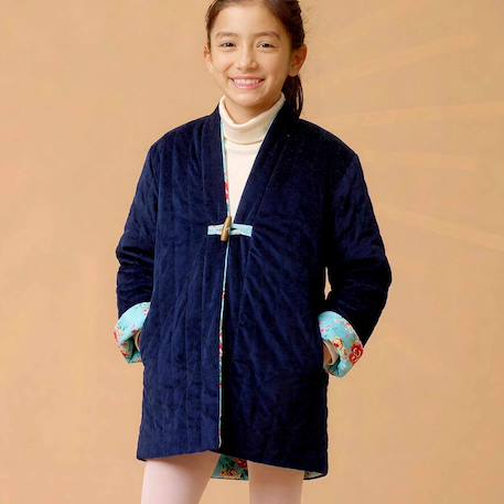 Veste bleu turquoise fille réversible d'inspiration asiatique | kim Bleu turquoise 2 - vertbaudet enfant 
