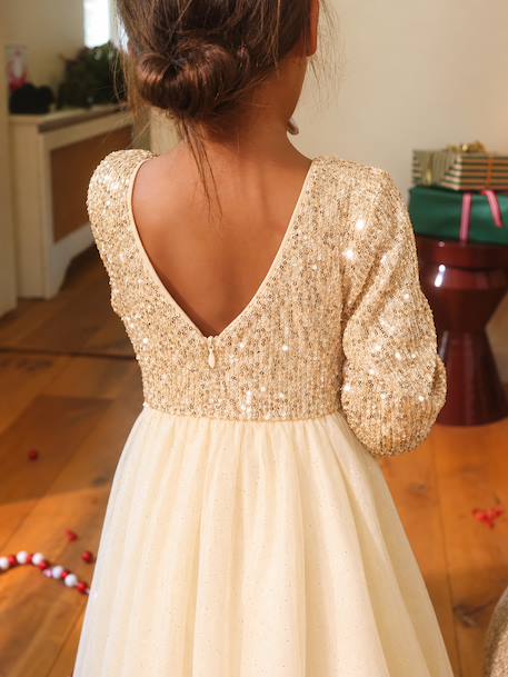 Robe de fête fille manches longues doré 7 - vertbaudet enfant 