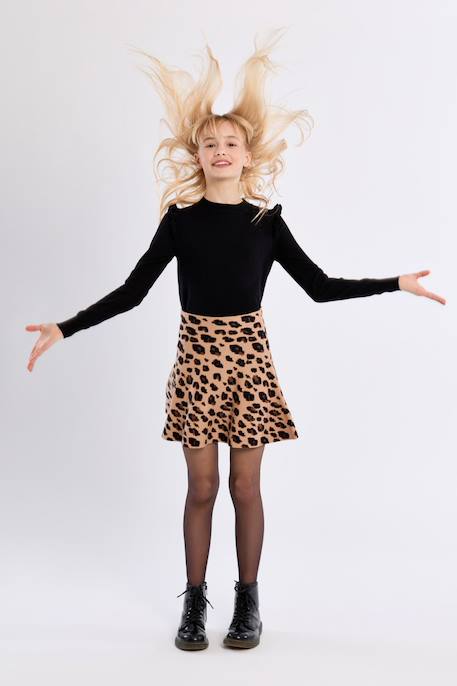 Pull en maille, épaules volantées Fuchsia+Noir 10 - vertbaudet enfant 