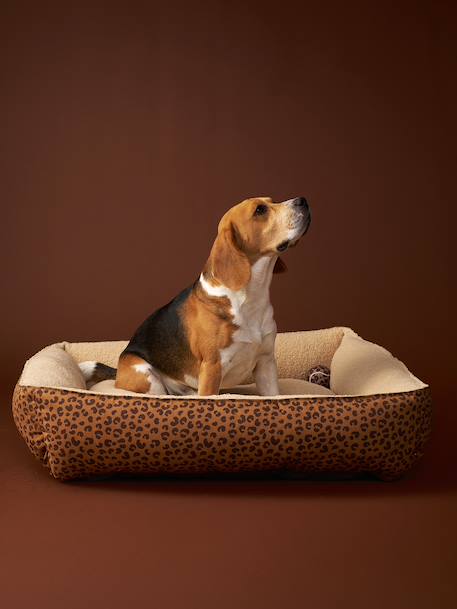 Panier matelassé en velours pour chien, disponible en 3 tailles camel+marron imprimé 11 - vertbaudet enfant 