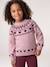Pull fille manches longues col rond rose pâle+vert sauge 2 - vertbaudet enfant 