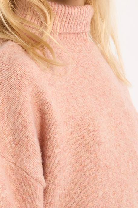 Robe en maille, col roulé Beige+Rose 7 - vertbaudet enfant 