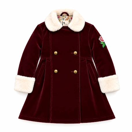 Manteau bordeaux fille en velours et fausse fourrure  anoushka Bordeaux 3 - vertbaudet enfant 